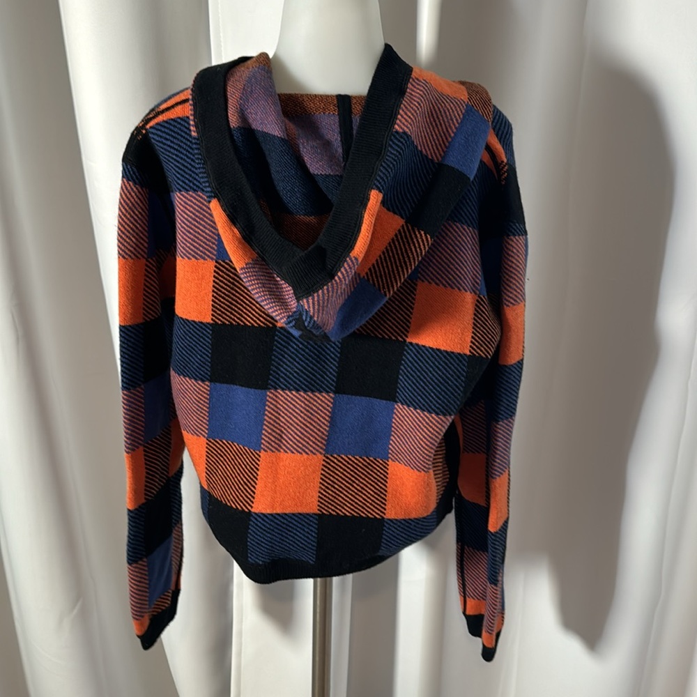 Urban Outfitters Atko mixed wool pocket sweater/ cardigan plaid M - Picture 2 of 8